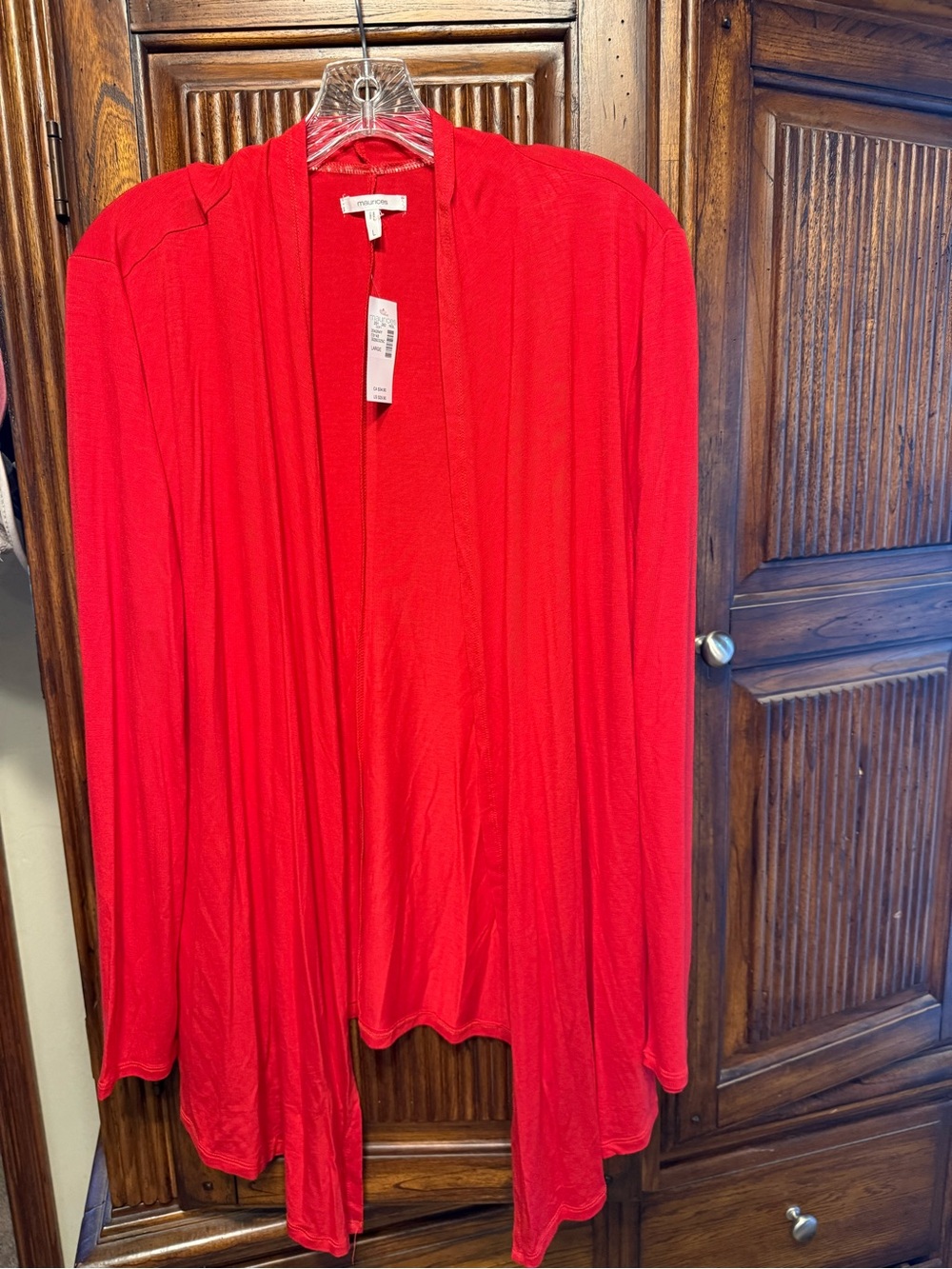 Maurices Red Open Front Cardigan